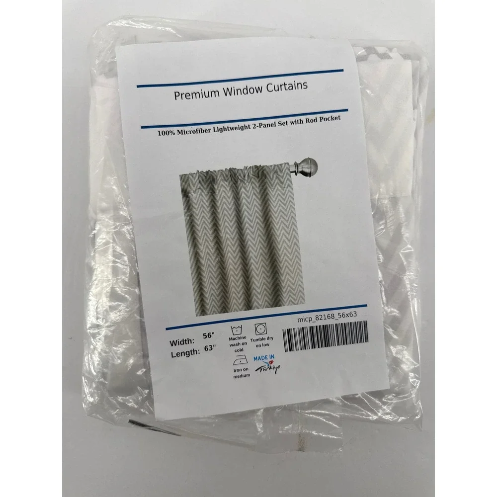 Ambesonne Grey White Chevron Window Curtains 2 Panel Set 56x63 Rod Pocket New